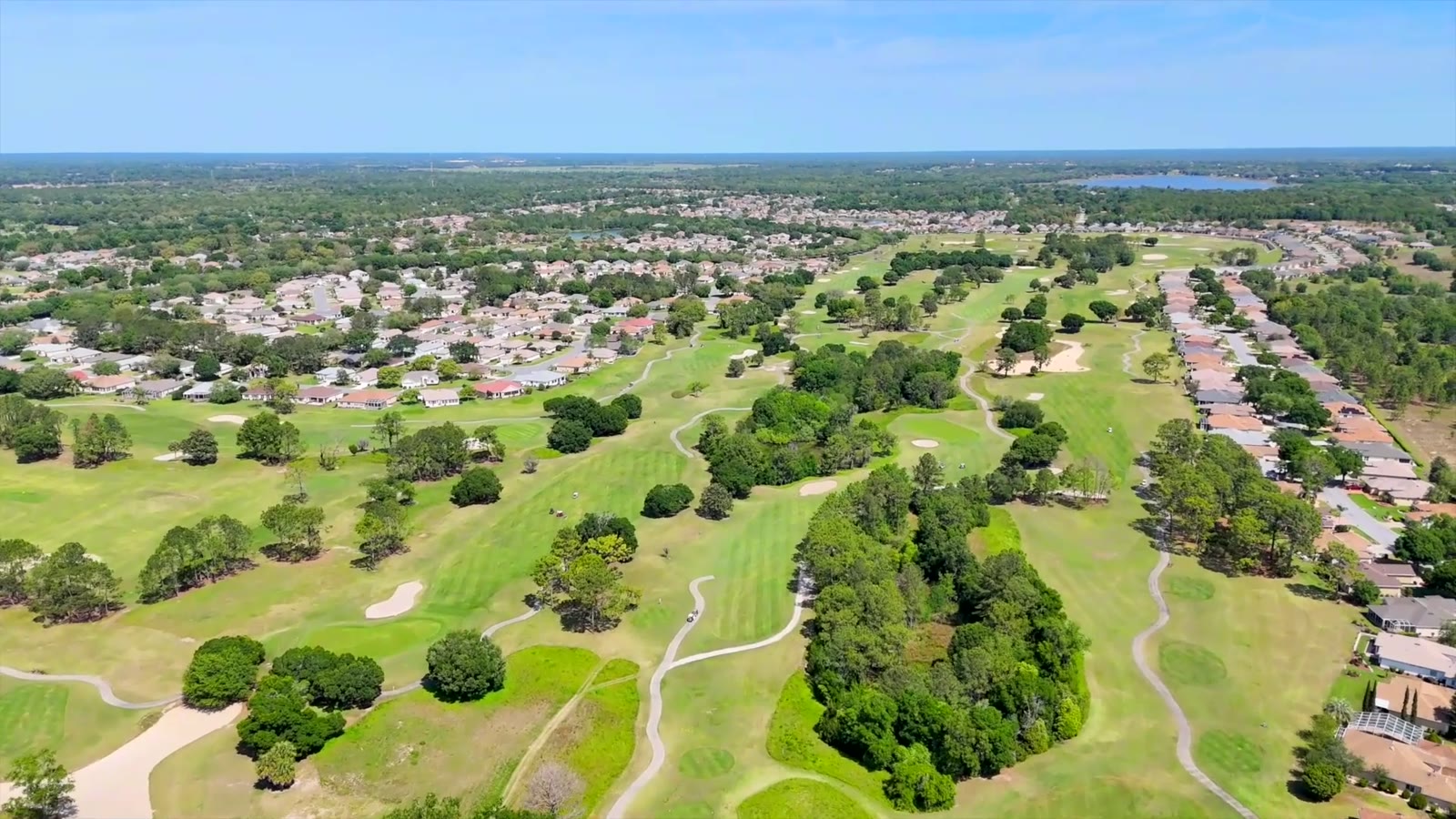 Aerial view of the golf fairways at Del Webb Spruce Creek