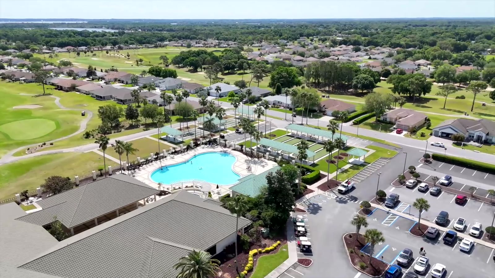 Resort-style pool and clubhouse at Del Webb Spruce Creek